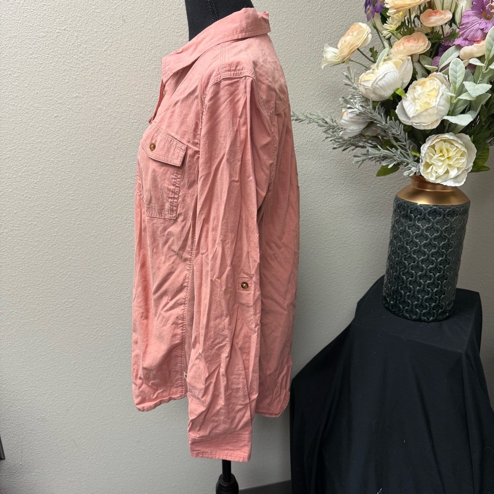 Carhartt Dusty Pink Button Front Utility Shirt L Workwear Long Sleeve Casual Top - Picture 2 of 8